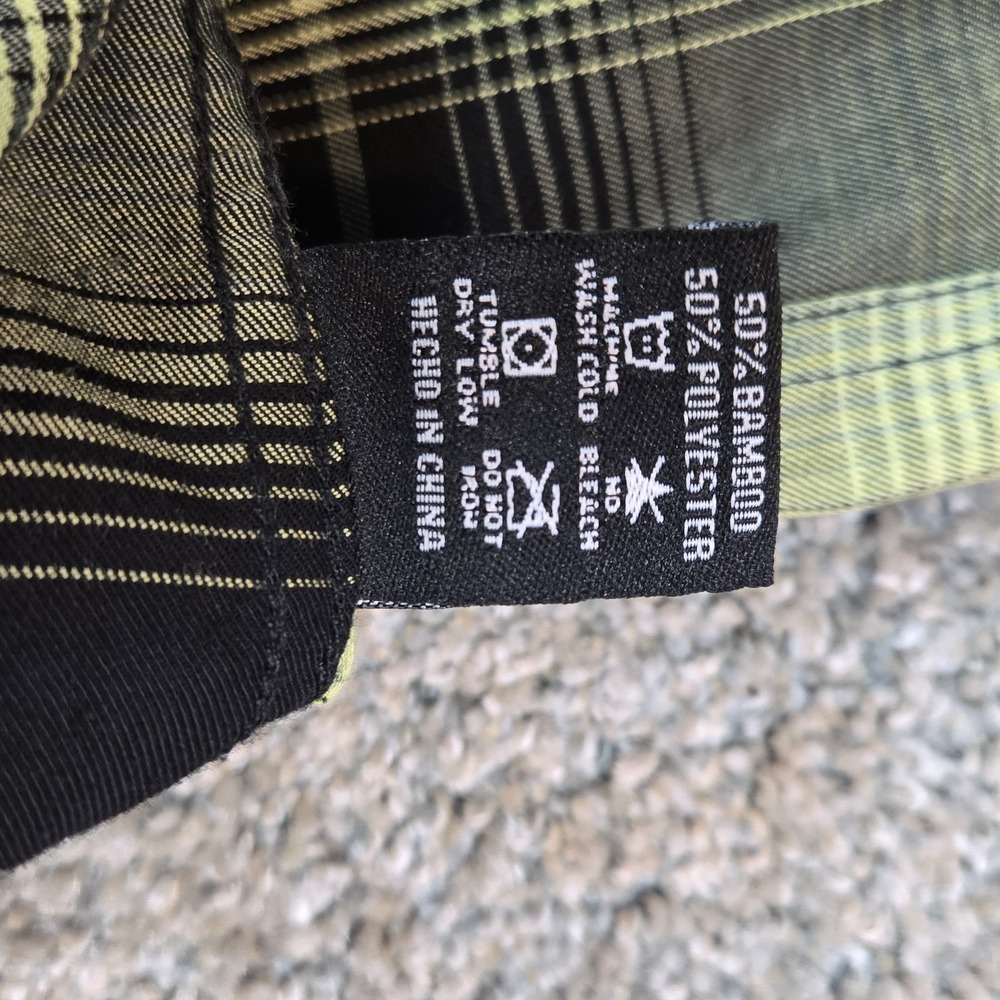 Dixxon Flannel Co Radium Bamboo Short Sleeve Plaid Shirt Mens Large Black Yellow - Picture 8 of 8